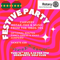 Festive Party at Horsforth Golf Club Tuesday 16 December 6.30 for 7.00 p.m.